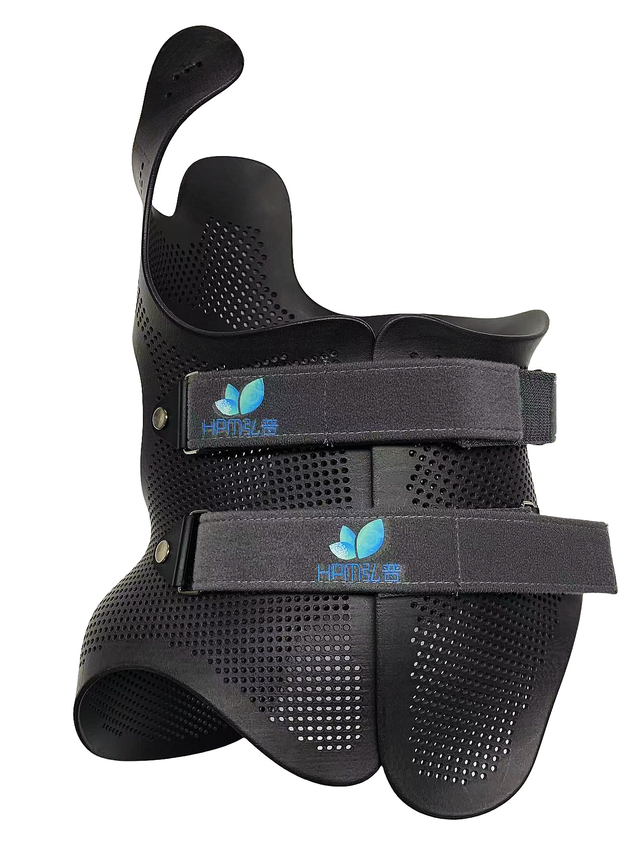 3D Printed scoliosis spine brace with black nylon 12 material